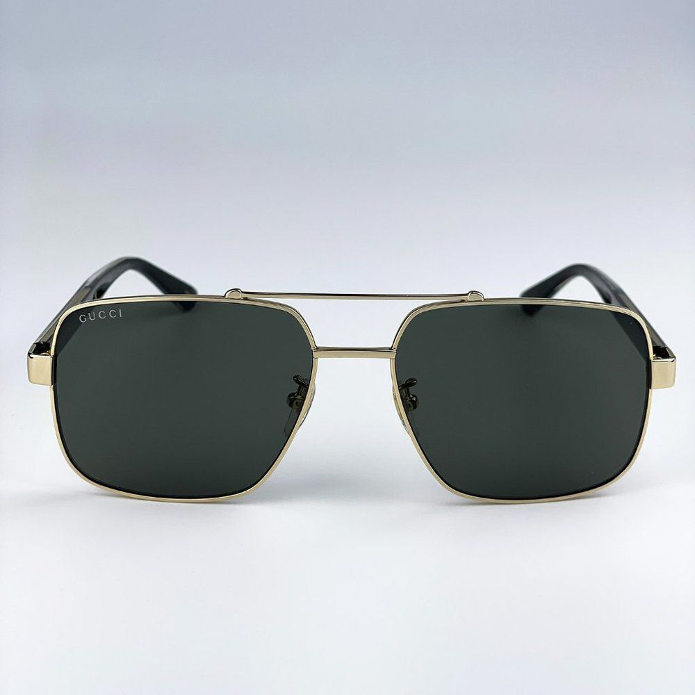 NEW Gucci GG0529S 001 Gold Black Grey Oversized Pilot Unisex Sunglasses